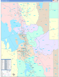 Wasatch Front Metro Area Wall Map Color Cast Style 2024